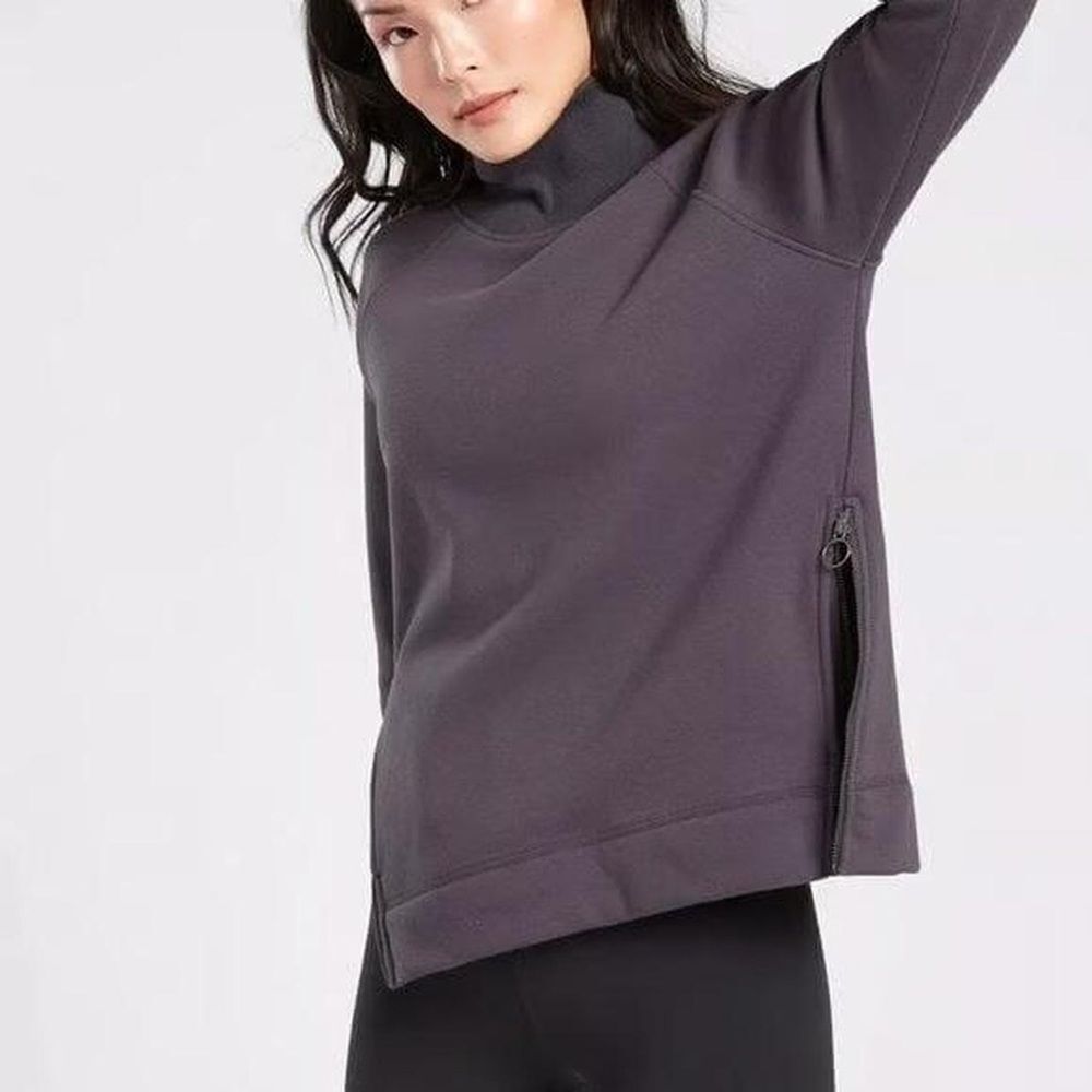 Athleta Cozy Karma Funnel Neck Sweatshirt Purple Size Small Athleisure